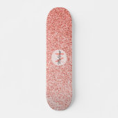 Rosa Korallen hellpastellfarbene Glitzern Monogram Skateboard (Vorne)