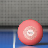 Rosa Korallen hellpastellfarbene Glitzern Monogram Tischtennisball (Netto)