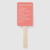 Rosa Korallen-modern- Monogram-Hochzeitsprogramm- Fächer (Rückseite)