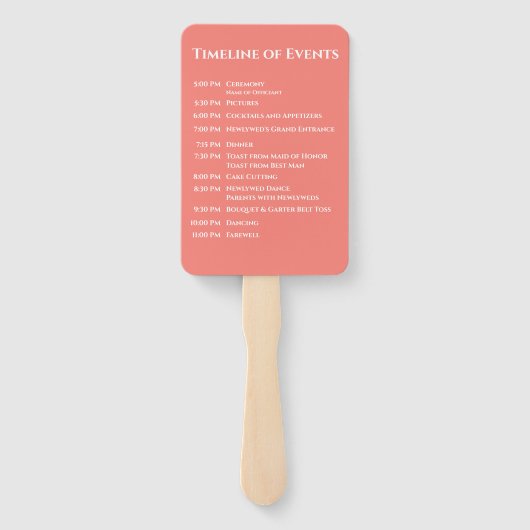 Rosa Korallen-modern- Monogram-Hochzeitsprogramm- Fächer (Rückseite)