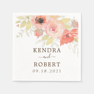 Rosa Korallen Rose Gold Blätter Polterabend Serviette