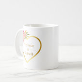 Rosa Korallen Rose Gold Hochzeitsgeschenk Kaffeetasse (Vorderseite Links)
