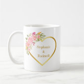 Rosa Korallen Rose Gold Hochzeitsgeschenk Kaffeetasse (Links)