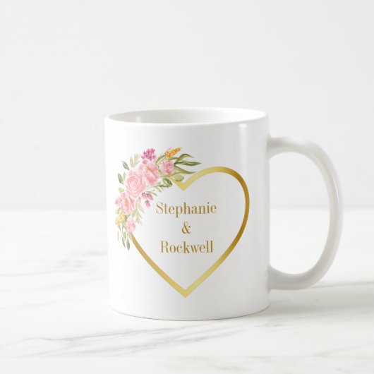Rosa Korallen Rose Gold Hochzeitsgeschenk Kaffeetasse (Rechts)