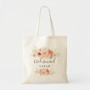 Rosa Korallen Rose und Gold Blätter Blumenüberhäng Tragetasche