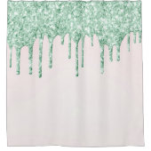 *~* Rosa Korallen Tropfen Dripping Mint GLITZER AP Duschvorhang (Vorderseite)