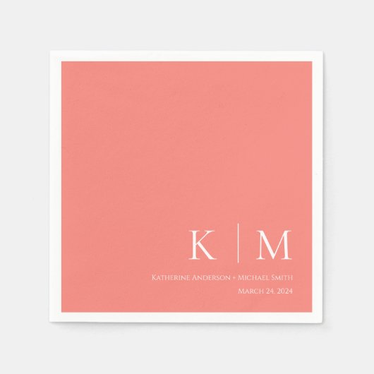 Rosa Korallen und Weiße Hochzeiten- Serviette (Vorderseite)