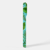 Rosa Korallenblume auf Aqua Blue Turquoise iPhone Hülle (Rechte Seite)