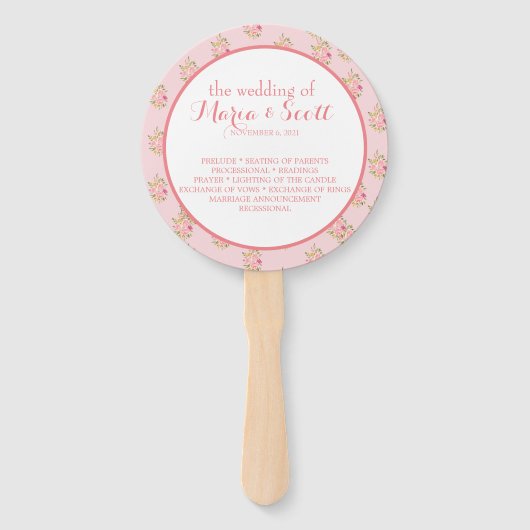 Rosa Korallenblumendecke Details Hand Lüfter Fächer (Vorderseite)