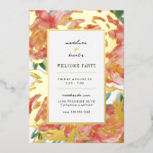 Rosa Korallenbürste Rose Willkommen Party Folieneinladung (Vorderseite)