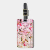 Rosa Korallenfarben, blühende moderne Streifen. Gepäckanhänger (Vorderseite vertikal)