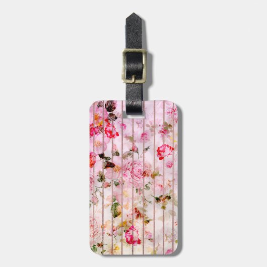 Rosa Korallenfarben, blühende moderne Streifen. Gepäckanhänger (Vorderseite vertikal)