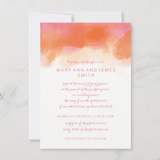 Rosa Korallenfarben Einladung (Vorderseite)