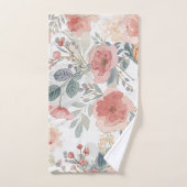 Rosa Korallengarten Blumen-Wasserfarben-Muster Badhandtuch Set (Handtuch)