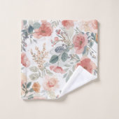Rosa Korallengarten Blumen-Wasserfarben-Muster Badhandtuch Set (Waschlappen)