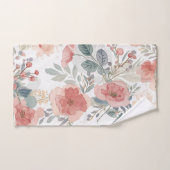 Rosa Korallengarten Blumen-Wasserfarben-Muster Badhandtuch Set (Handtuch)