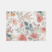 Rosa Korallengarten Blumen-Wasserfarben-Muster Fleecedecke (Vorderseite (Horizontal))
