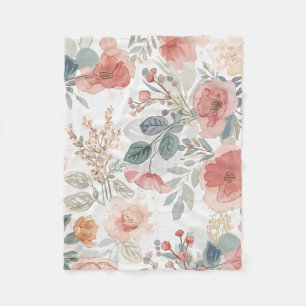 Rosa Korallengarten Blumen-Wasserfarben-Muster Fleecedecke