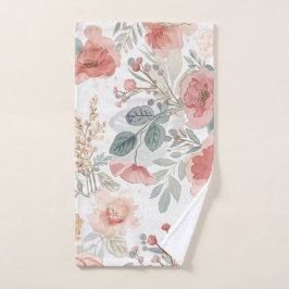 Rosa Korallengarten Blumen-Wasserfarben-Muster Handtuch