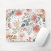 Rosa Korallengarten Blumen-Wasserfarben-Muster Mousepad (Mit Mouse)