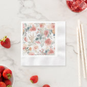 Rosa Korallengarten Blumen Wasserfarben Muster Serviette (Beispiel)