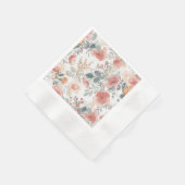 Rosa Korallengarten Blumen Wasserfarben Muster Serviette (Ecke)