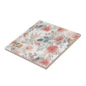 Rosa Korallengarten Blumiges Wasserfarbmuster Fliese (Seite)
