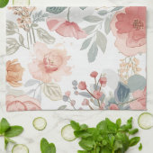 Rosa Korallengarten Blumiges Wasserfarbmuster Geschirrtuch (Gefaltet)