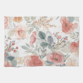Rosa Korallengarten Blumiges Wasserfarbmuster Geschirrtuch (Horizontal)
