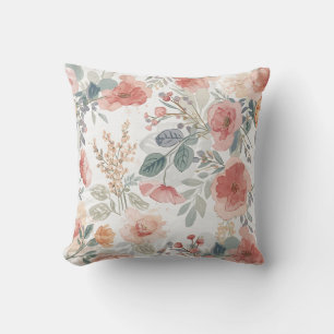 Rosa Korallengarten Blumiges Wasserfarbmuster Kissen