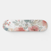 Rosa Korallengarten Blumiges Wasserfarbmuster Skateboard (Horizontal)