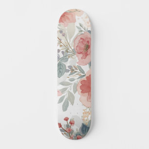 Rosa Korallengarten Blumiges Wasserfarbmuster Skateboard