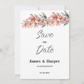 Rosa Korallenminze, Orchideenflora Save the Date Einladung (Vorderseite)