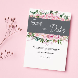 Rosa Korallenpeere Blütensommer Save the Date Einladung