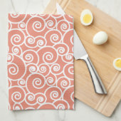 Rosa Korallenrot Abstraktes Wirbles Seashell-Muste Geschirrtuch (Viertel Falte)
