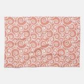 Rosa Korallenrot Abstraktes Wirbles Seashell-Muste Geschirrtuch (Horizontal)