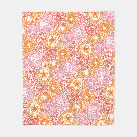 Rosa Korallenrot Orange Art Muster Fleecedecke (Vorderseite)