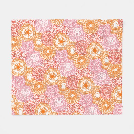 Rosa Korallenrot Orange Art Muster Fleecedecke (Vorderseite (Horizontal))