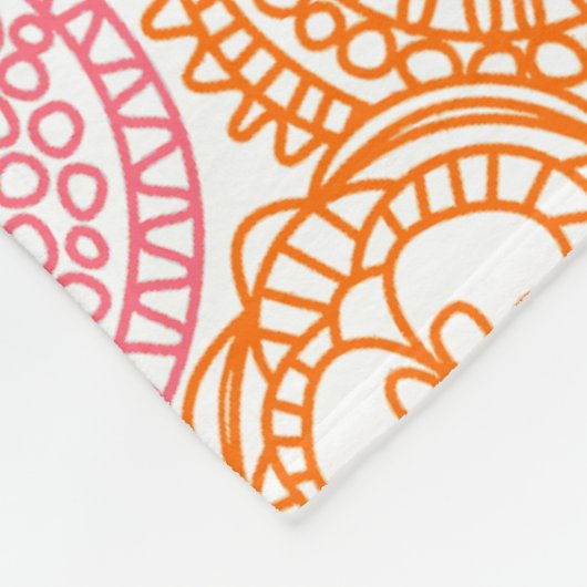Rosa Korallenrot Orange Art Muster Fleecedecke (Ecke)