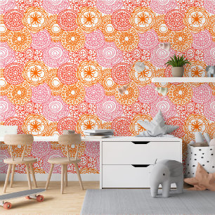 Rosa Korallenrot Orange Art Muster Tapete