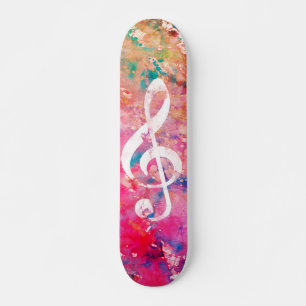 Rosa Korallenwasser Farbe Farbe Farbe Musiknote Tr Skateboard