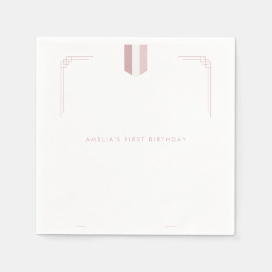 Rosa koreanisches Mädchen 1. Geburtstag Doljanchi Serviette (Vorderseite)