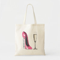Rosa Korkenzieher-Stilett-Schuh und Champagne-Glas