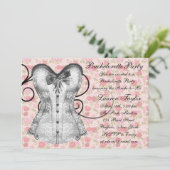 Rosa Korsett Rosa Schwarzer Junggeselinnen-Abschie Einladung (Stehend Vorderseite)