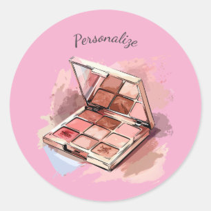 Rosa Kosmetik-Make-up-Palette Personalisiert Runder Aufkleber