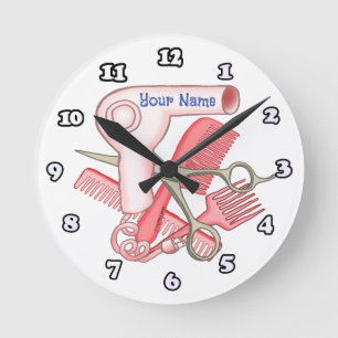 Rosa Kosmetikerin Runde Wanduhr