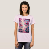 Rosa Kosmische Blume Psychedelisch Pink T - Shirt (Vorne ganz)