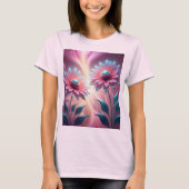 Rosa Kosmische Blume Psychedelisch Pink T - Shirt (Vorderseite)