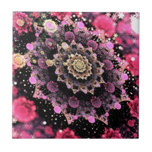Rosa kosmisches Fraktal Fliese