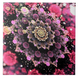 Rosa kosmisches Fraktal Fliese